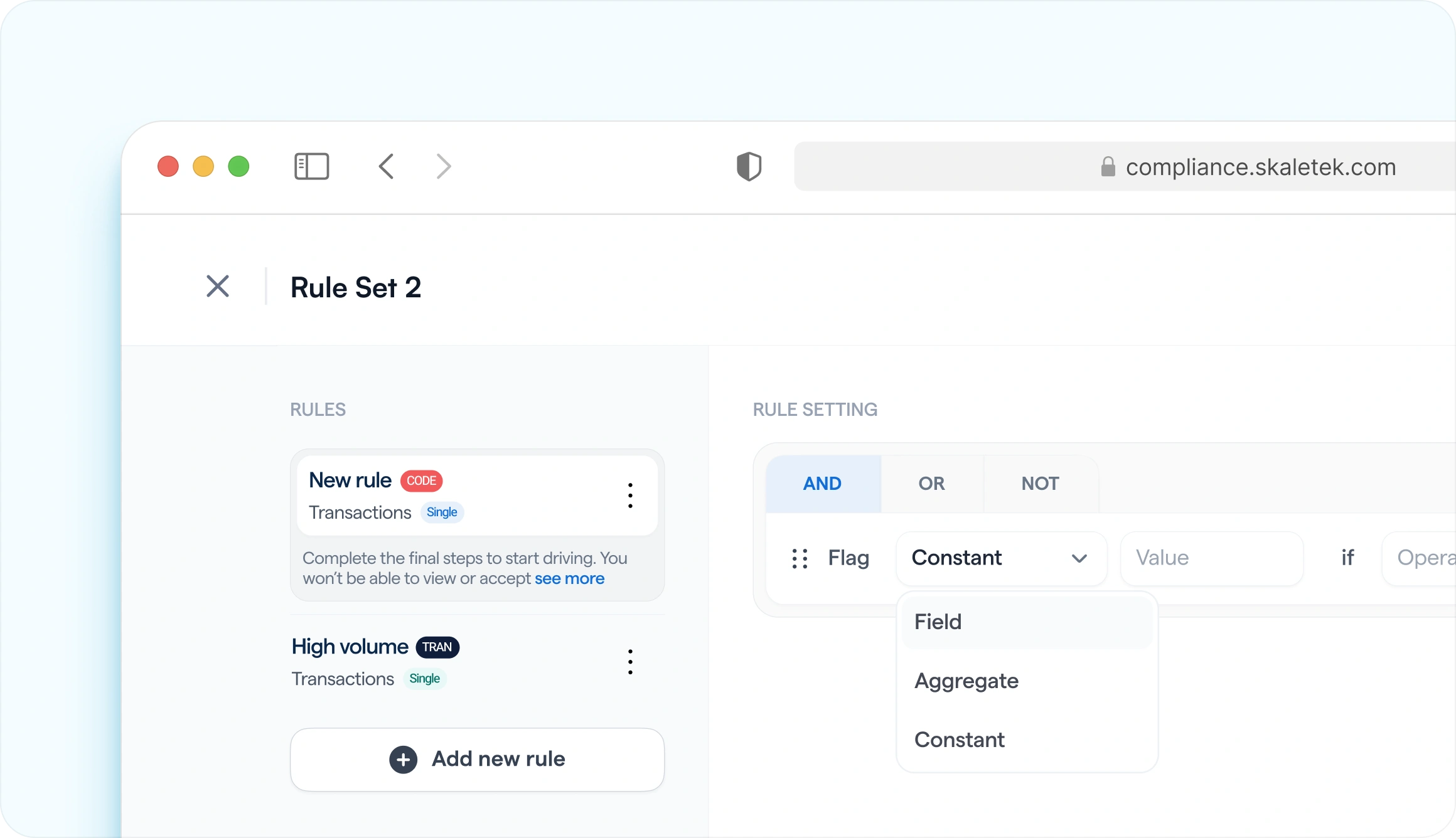 Set up AML Rules