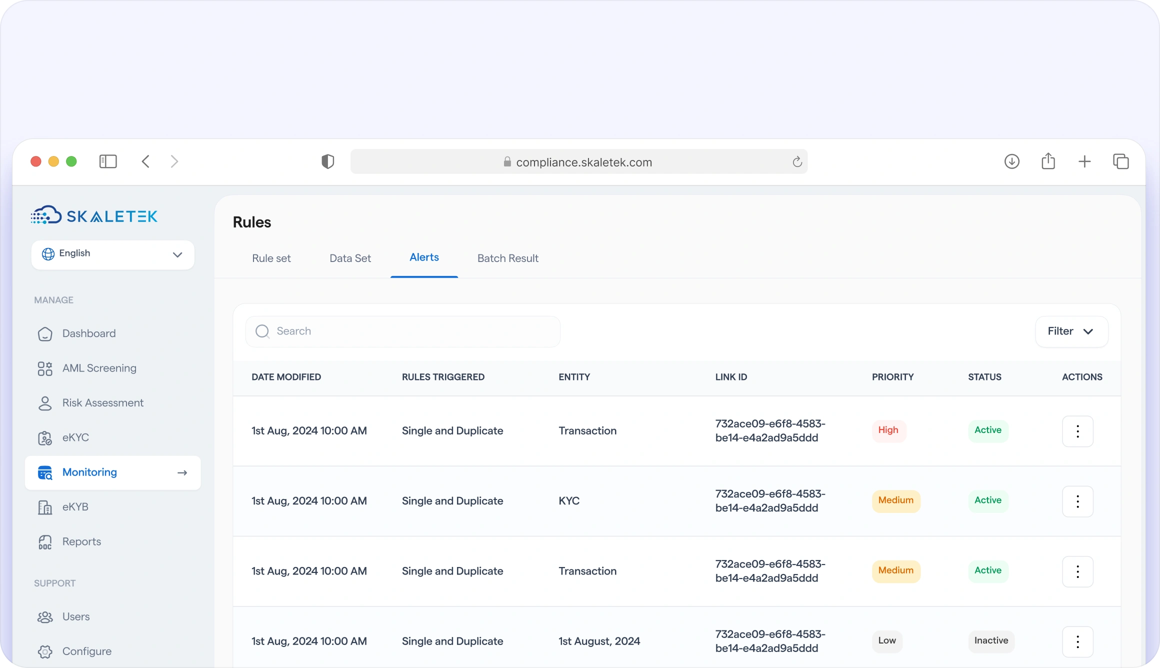 Alerts for Various Entity Types